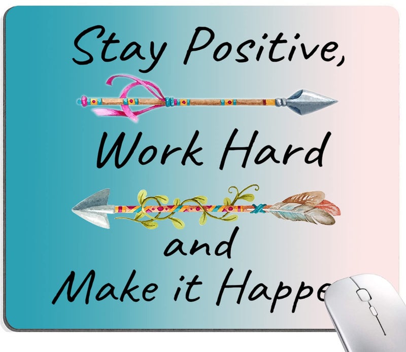 KUOSGM Mouse Pad  Premium-Textured Mouse Mat  Non-Slip Rubber Base Mousepad for Laptop  Computer & PC 9.5?7.9 in Inspirational Quote Stay Positive - Image 1